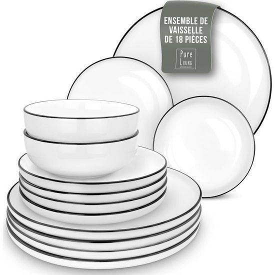 Service Assiettes La Mediterránea 18 Pièces - Motif Poissons - Pour 6 Personnes - Céramique