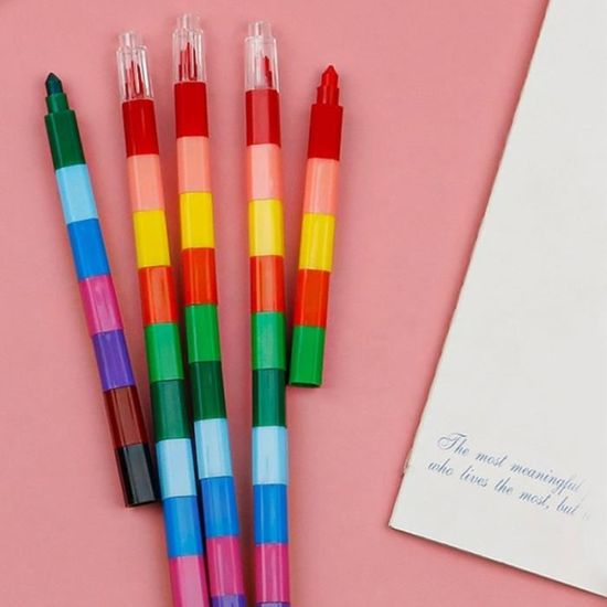 BEIIEB 12 Crayons De Doigt + 2 Crayons Calebasse 7 Couleurs – Cire Empilable Non Toxique – Pour Bain, Peinture, Graffiti – Dès 1 An