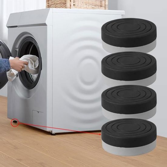 4PCS Lave-linge Sèche-linge Coussinets anti-vibrations Machine à laver  Support de lave-linge Caoutchouc Machine à laver Pieds Coussinets pour la  suppression des chocs et du bruit 