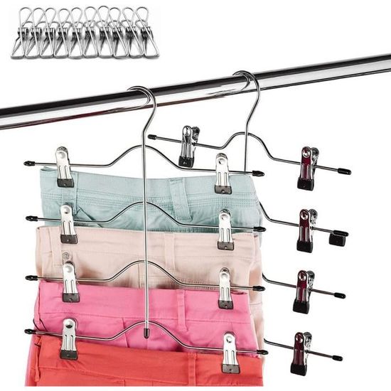 AJW Porte Jupes Multiple Lot de 2 Cintre Jupe en metal Cintres Porte Pantalons 565 Cdiscount Maison
