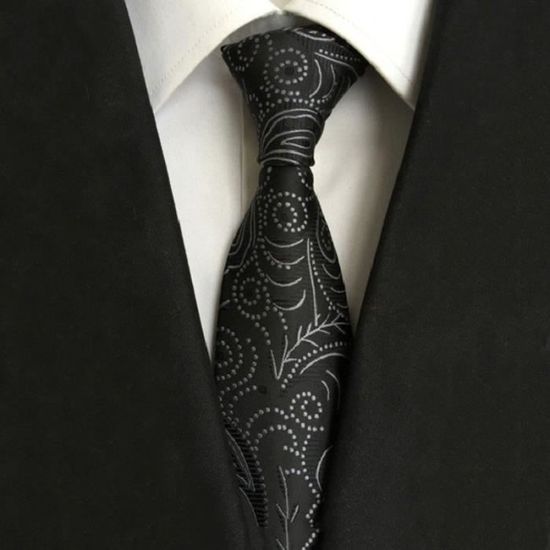 CRAVATE Homme - Cravate business en tissu jacquard fashion style 5 - noir YT™