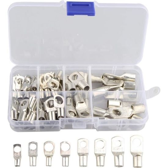 Lot De 15 Cosses De Câble En Cuivre 10mm² - Diamètre Trou Boulon 8 Mm, Pour Connexions électriques (25x11x6 Mm)