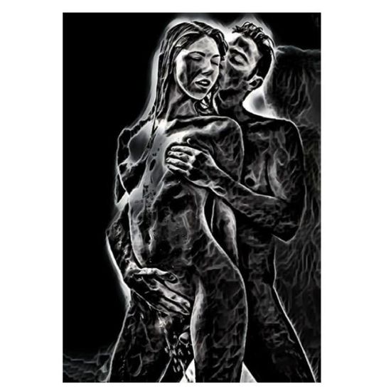 Sexy Homme Et Femme éTreinte Peinture Noir Et Blanc Murale Art Pop Affiche Toile Decoration Tableaux Pour Salon 60x80Cm Pas De Cadre - Maison