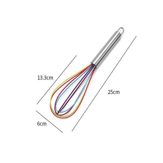 2 Fouets à Main En Acier Inoxydable Avec Tête Silicone - Pour Mélanger, Fouetter, Sans Rayer Les Poêles