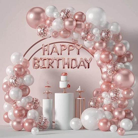 Anniversaire Ballon Rose Kit Guirlande Happy Birthday, Nappe Rose Or,  Rideau à Franges, 24 Ballons Confettis, 4 Ballons étoile et Co - Cdiscount  Maison