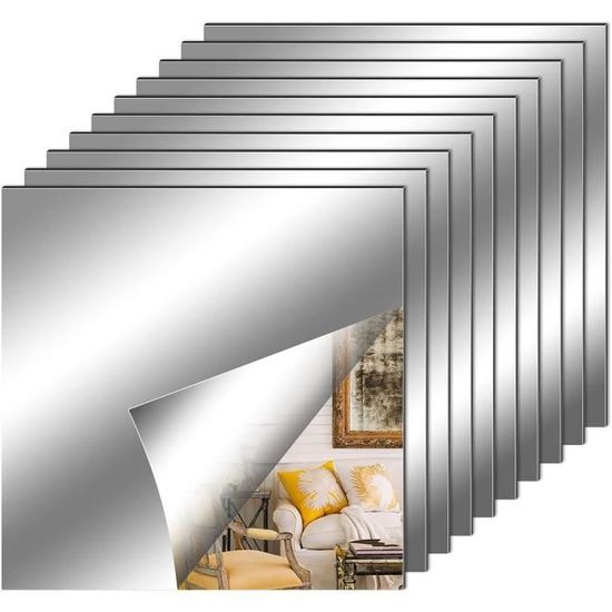 100 Autocollants Miroir Argentés – 10x10 Mm – Déco Murale, Bricolage, Scrapbooking Et Customisation