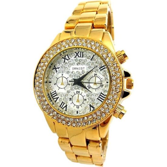 Montre Quartz + Bracelet Femme Diamant Strass Bijoux Luxe Cadeau