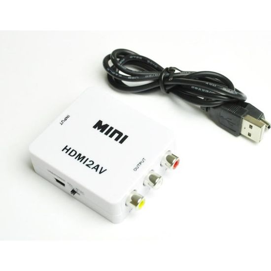 Adaptateur HDMI Vers AV - Convertisseur HDMI Vers RCA 1080P Pour TV Anciennes - Plug & Play