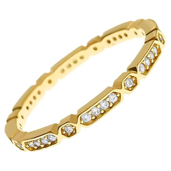 Bague Femme Plaqué Or 18 Carats Avec Oxydes De Zirconium - Taille 52 - Neuf Avec Étiquettes - Bijou Élégant