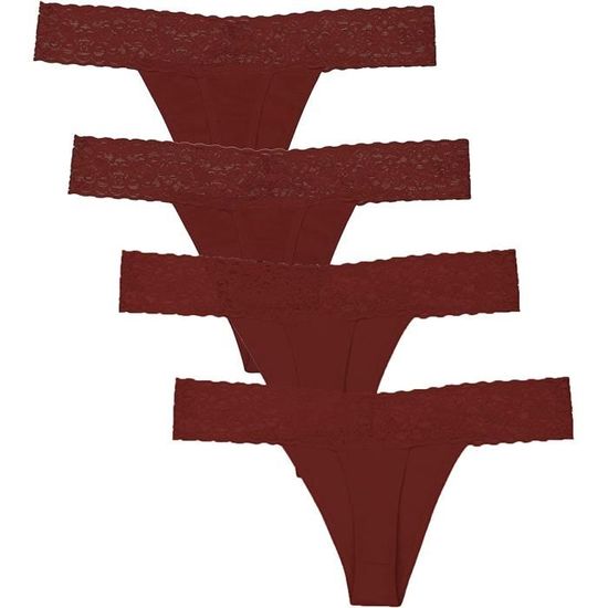 Strings Femme En Coton Et Dentelle - Lot De 6 - Confortables, Respirants, Sans Marque Sous Les Vêtements