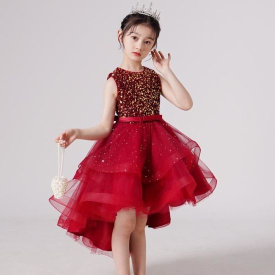 Robe Ceremonie Fille Robe Soirée Enfant Princesse - Demoiselle D'Honneur Mariage - Strass & Dentelle - Polyester/Coton Robe Bal De Promo