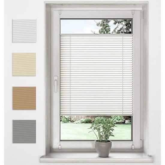 Store Plissé Sans Perçage Klemmfix - Blanc 55x110 Cm - Opaque, Protection Solaire - Pour Fenêtre Et Porte