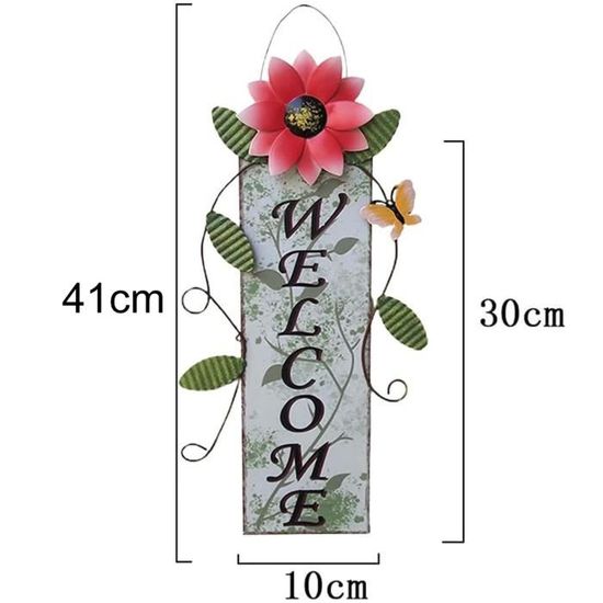 Panneau De Bienvenue En Métal Pour Porte D'entrée, Motif Tournesol Et