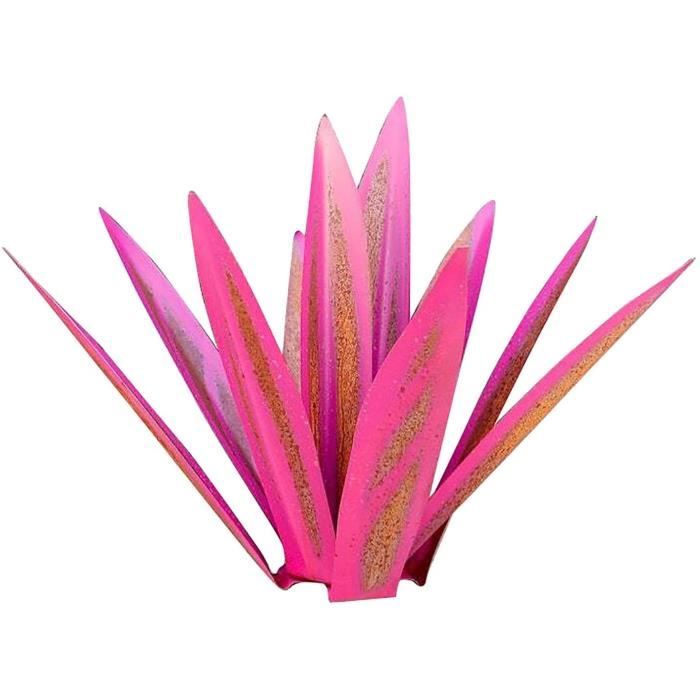 Plante Artificielle Décoratives Sculpture Rustique Jardin,35 cm Metal Art Tequila Sculpture Rustique Déco à La Maison(Rose)