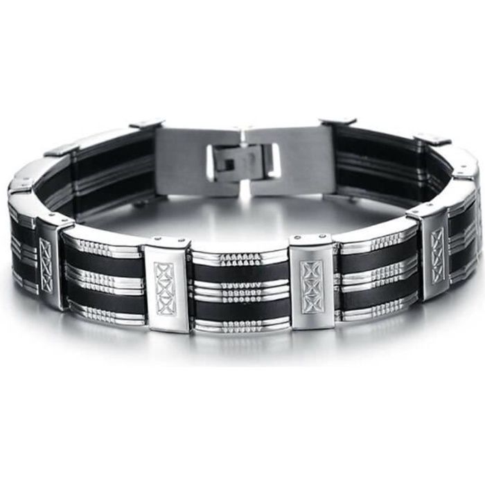 ORGANGONFAND Homme Bracelet -Charme Gentleman -Orné - Argent 13mm En acier inoxydable Bracelet-Cadeau fête des pères