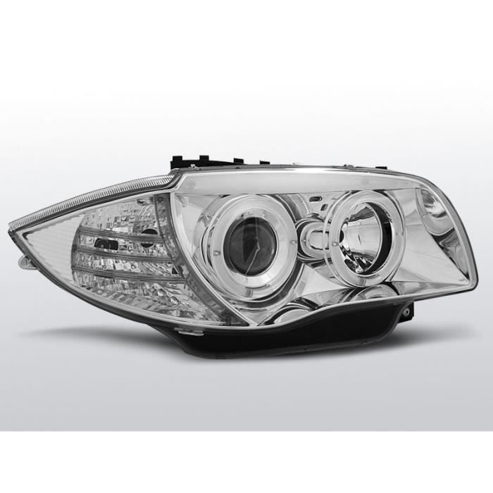 PHARES AVANT BMW 1 E87 - E81 04-11 ANGEL EYES CHROME