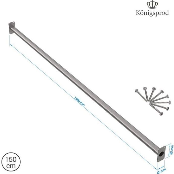 Barre de traction barre fixe, KÖNIGSPROD, acier inoxydable, 150 cm
