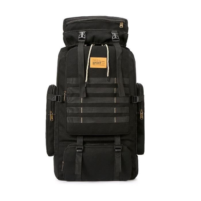 Black A -Sac à dos tactique militaire 80l pour hommes, sac à dos en toile pour voyage, escalade, Camping, randonnée, grand ordinateu
