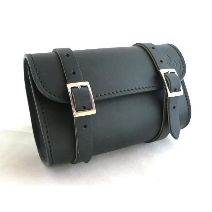 Custom Style - BA175 - Sacoche cavalière artisanale pour moto, en cuir, petite taille noir
