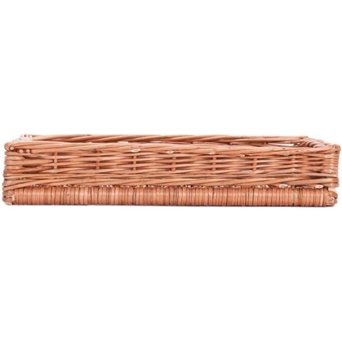 Plateau,caisse,boite,panier d'osier clair rectangulaire hauteur 12 cm