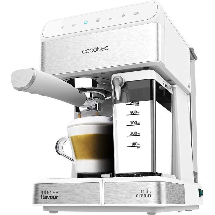 Cecotec Machine à café Semi-automatique Power Instant-ccino 20 Touch Serie Bianca. 20 bars de Pression, 1.4 L, 6 Fonctions, Chauffag