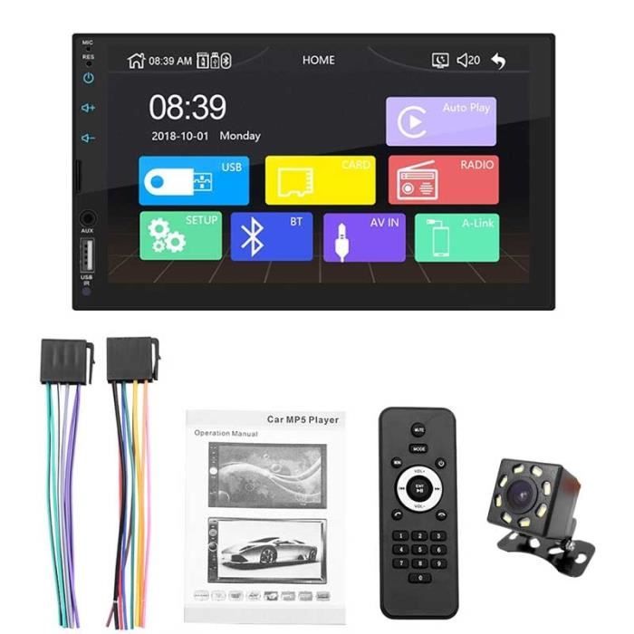 2 Din Apple Carplay Autoradio Bluetooth Android Auto 7- Lecteur vidéo à écran tactile MP5 USB TF Système - Type with camera