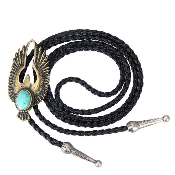 Turquoise homme Bolo cravate Western Cowboy aigle Vintage femmes chandail chemise chaîne pendentif Style Bola LD42611