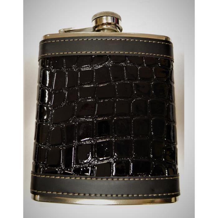 Blague Flasque a Whisky simili Peau de Crocodile 20 Cl - Alcool Fiole Cadeau - 821