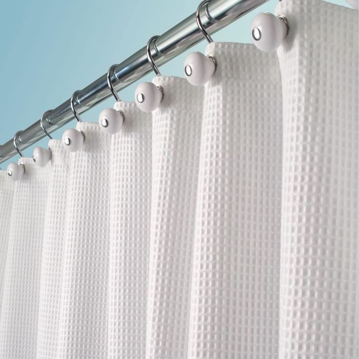 mDesign rideau de douche tissu de luxe – rideau de douche en coton et en polyester - dimensions : 180 cm x 180 cm – rideau baignoire
