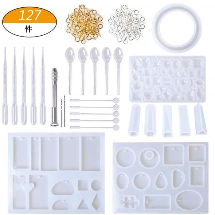 Bijoux Pendentif Bricolage, Ensemble D'accessoires Pour Moule Époxy Miroir, Moule En Silicone Pour Bracelet 127Pcs / Set