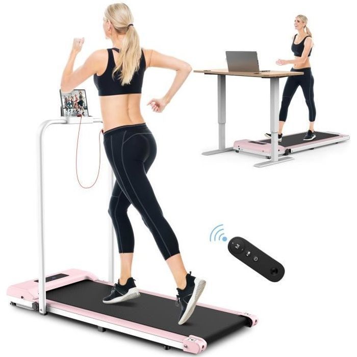 2 en 1 Tapis de marche Pliable - BIGZZIA Tapis de Course Roulant électrique - 1-10 Km/h Vitesse Réglable-Avec accoudoir et Écran LCD