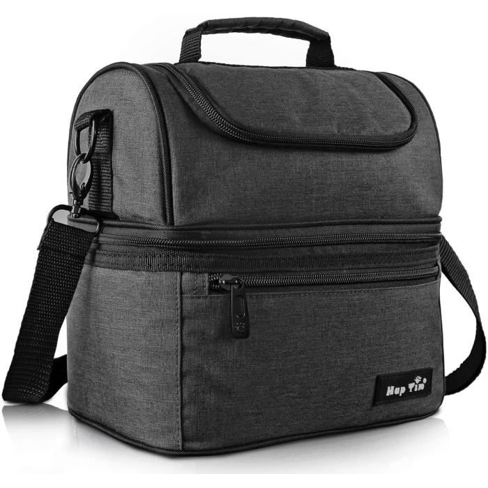 Hap Tim Lunch Box Isotherme de taille moyenne pour adultes, glacière à double pont pour bureau / pique-nique / camping (Gris foncé)
