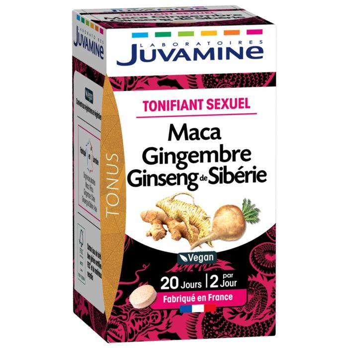 Juvamine Tonifiant Sexuel Maca Gingembre Ginseng de Sibérie 40 comprimés