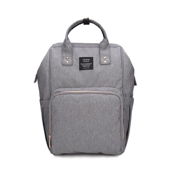 Sac à langer à Dos Bébé Grande Capacité Confort Multipoche avec Poignée Biberon Pour Maman Voyage Sortir Gris