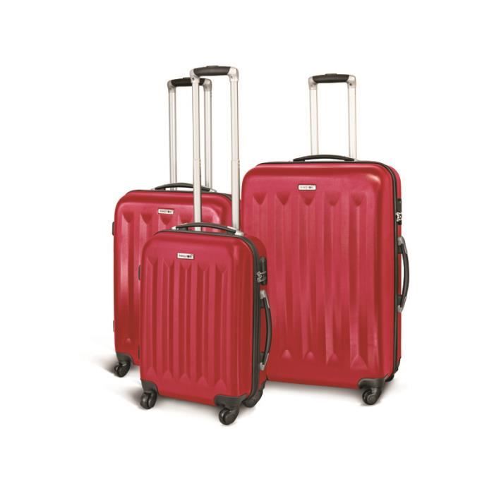 BAGAGE KINSTON LOT DE 3 VALISE RIGIDE 4ROUES ROUGE