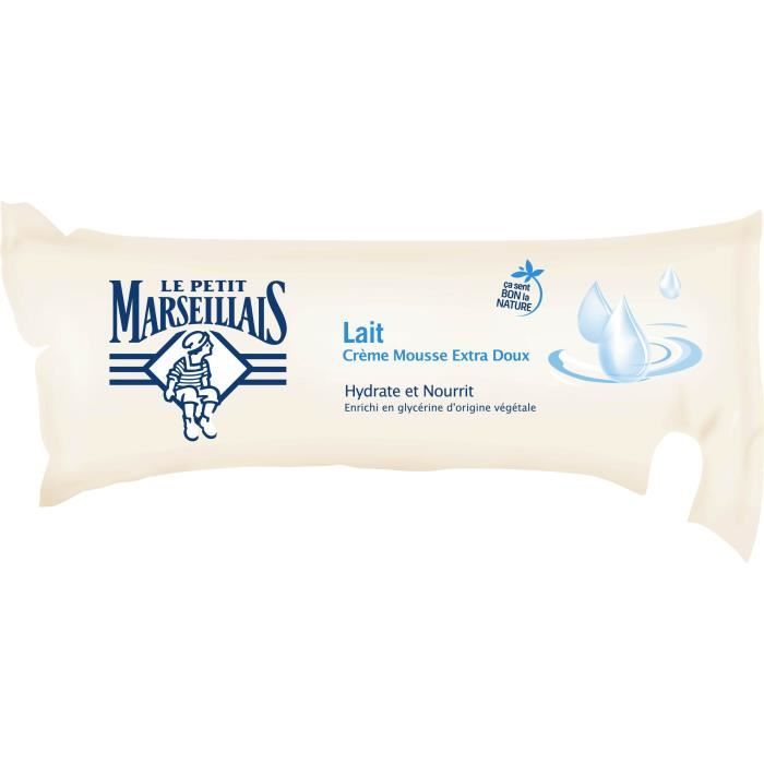 LE PETIT MARSEILLAIS Crème mousse Extra doux Lait - Berlingot de 250 ml