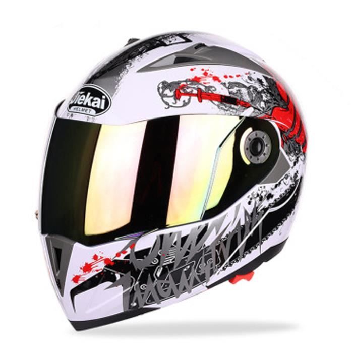 Casque de Moto de marque luxe Unisexe Casque intégral Haute qualité Double lentille anti-buée Respirant Résistant à l'usure