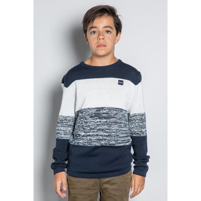 DEELUXE Pull chiné col rond TOKACHI Navy