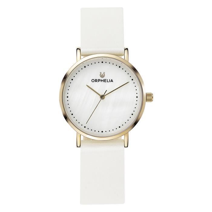 ORPHELIA - Montre Femmes - Quartz - Analogique - Bracelet en Cuir - Blanc - OR11706