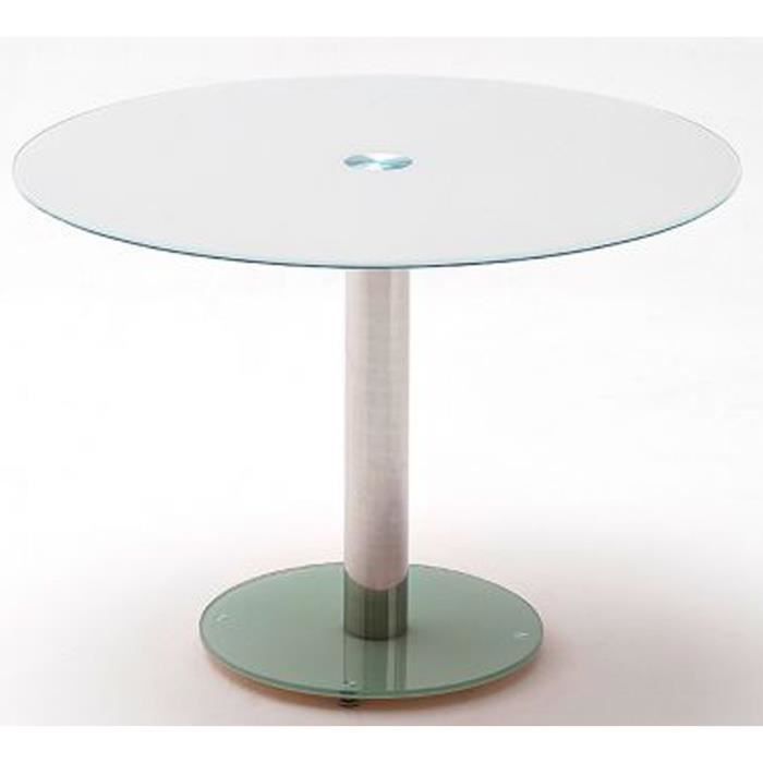 Table à manger en métal et verre de sécurité blanc - L.100 x H.77 x P.100 cm