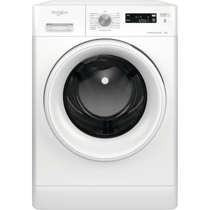 Lave linge hublot WHIRLPOOL FFS7458WFR - 7 kg - Induction - 1400 trs/min - blanc