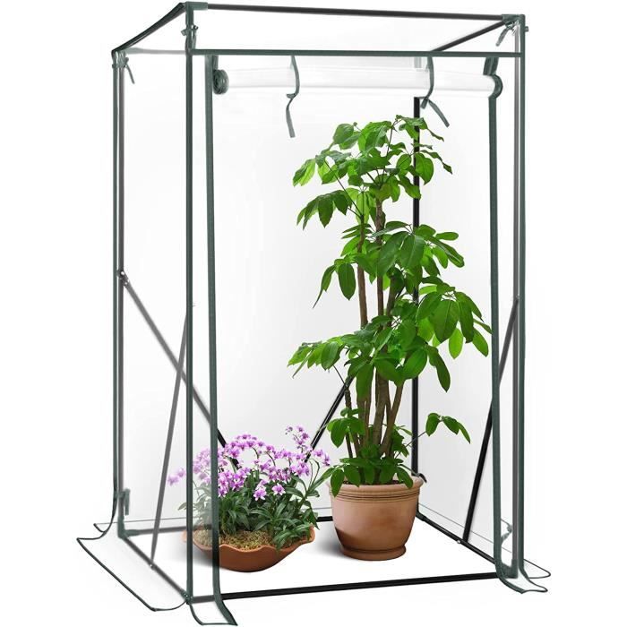WOLTU Serre de Balcon-Jardin-Terrasse en PVC, Serre à tomate avec porte, Cadre en acier,Transparent, 100x50x150-136 cm