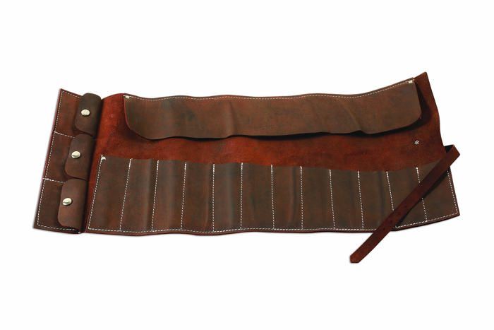 Rouleau à Outils en Cuir, Sac de Rangement pour Trousse Cuir Multifonctionnel