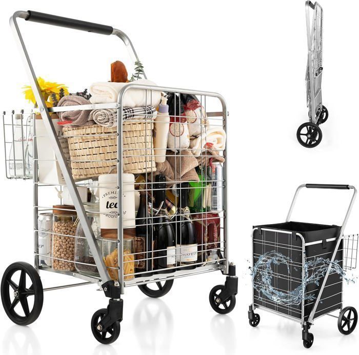 Chariot De Tennis Pliable GOPLUS - Panier Rangement 150 Balles