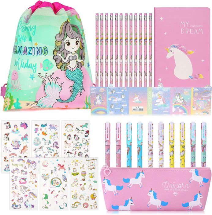 Kit Anniversaire Licorne 126 PCS – Cadeau Fille Enfant, Bandeau, Bracelets, Tatouages, Sacs De Fête