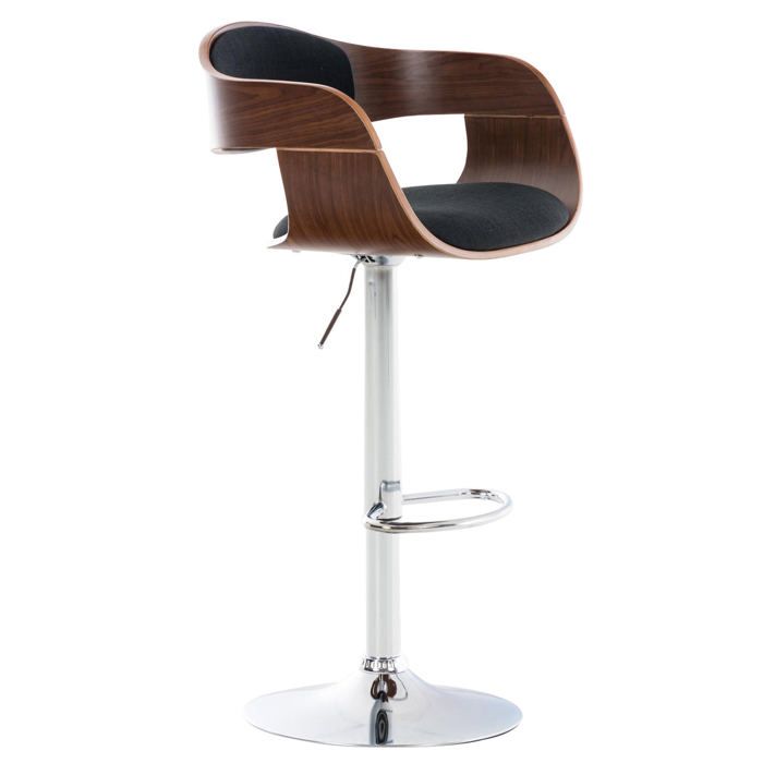Tabouret de bar x1 design scandinave en tissu noir et structure en bois couleur noyer 10_0005044 Tabouret de bar x1 design scandinave en tissu noir et structure en bois couleur noyer 10_0005044