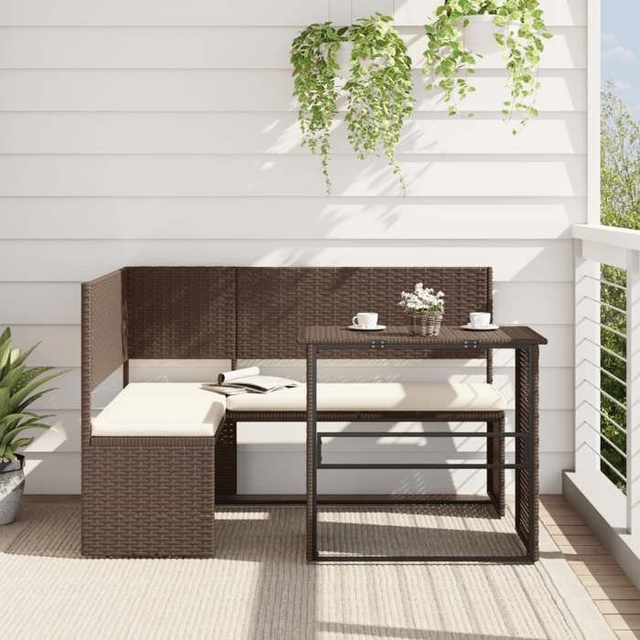 vidaXL Canapé de Jardin avec Table et Coussins en Forme de Siège de Terrasse Ensemble de Meuble de Patio Extérieur 362346 - vue 2