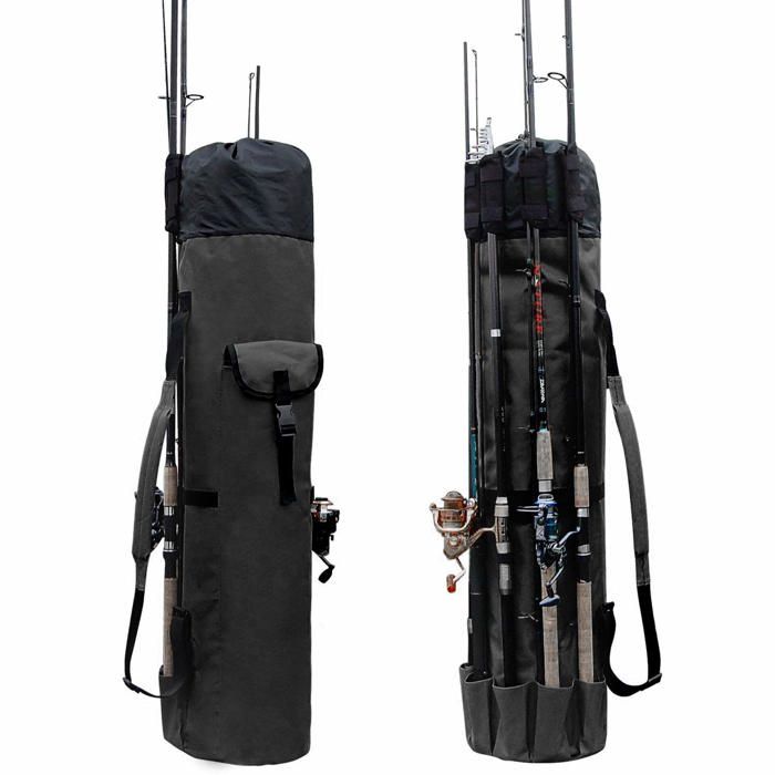 Dioche Sac De Pêche 60 Cm – Étui Canne à Pêche Oxford 600D, Grande Capacité, Poignée + Bandoulière Réglable, Protection Imperméable