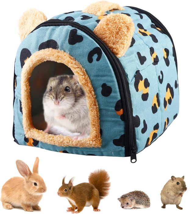 Meilleurs prix pour Niche douillette en polaire pour petits animaux avec coussin amovible ,Pour cochons d'Inde,Pour chatons,cochons d'Inde,lapins,Bleu