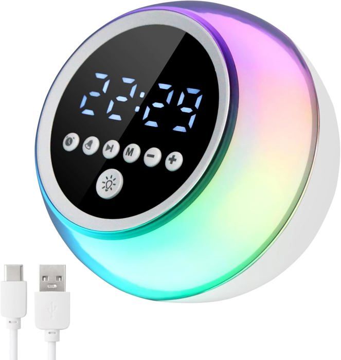 Réveil Bluetooth réveil de chevet avec haut-parleur Bluetooth radio FM lampe à changement de couleur pour la maison le bureau